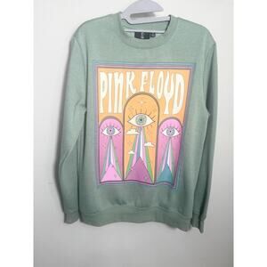 NIRVANA Light Green Graphic Sweatshirt with Pink & Orange Print